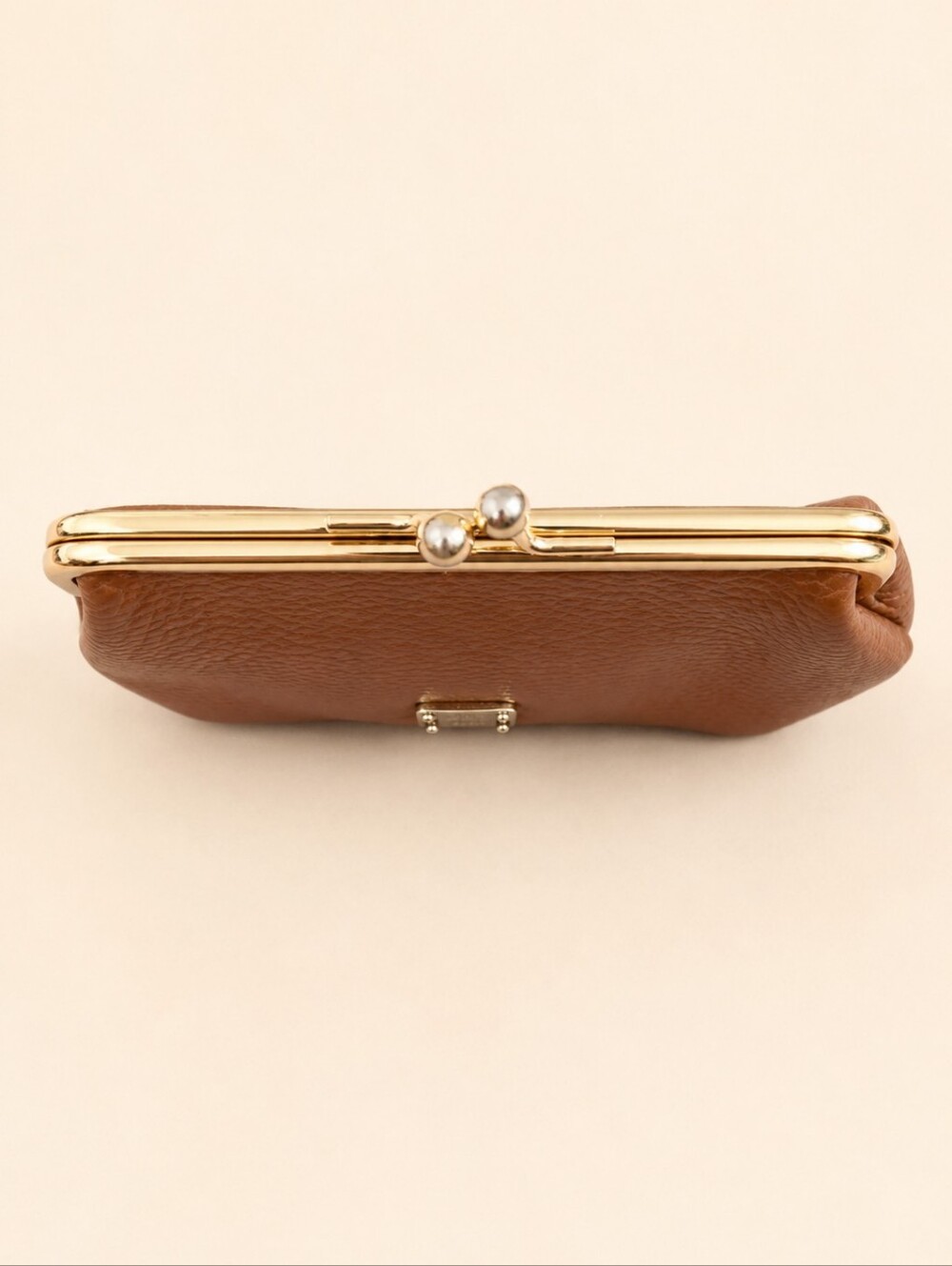 Dooney & Bourke Florentine Leather Mini Clutch Kiss Lock Wallet Brown - Picture 2 of 4